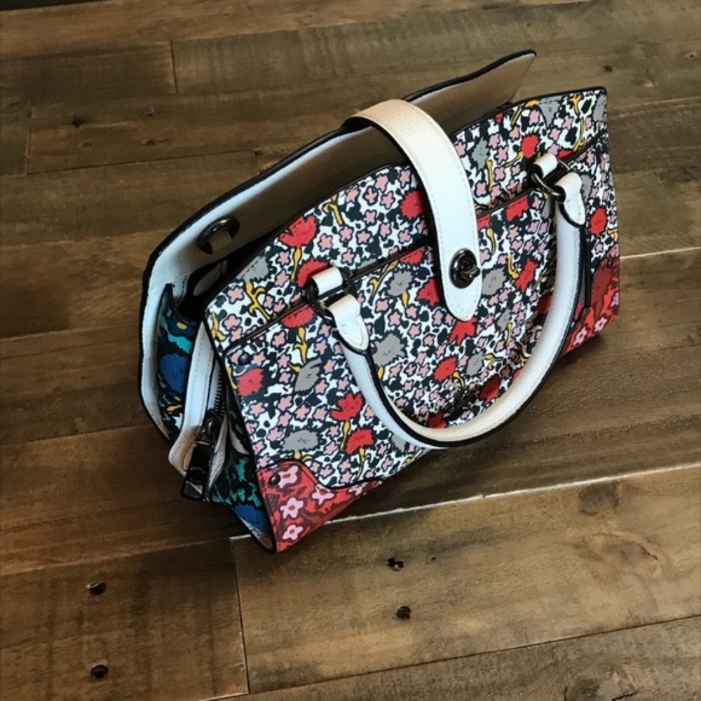 COACH WOMENS MERCER FLORAL CONVERTIBLE SATCHEL - Picture 2 of 8